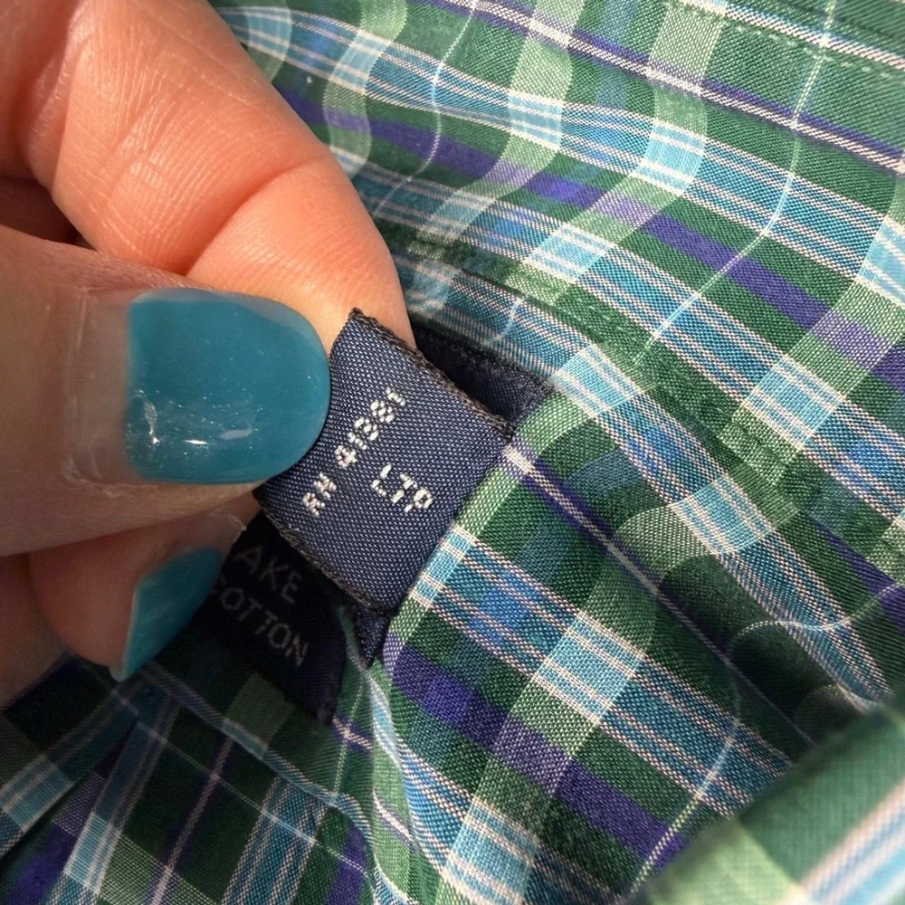 Ralph Lauren Blake Shirt Mens M‎ Green Blue Plaid Short Sleeve Cotton Pony EUC